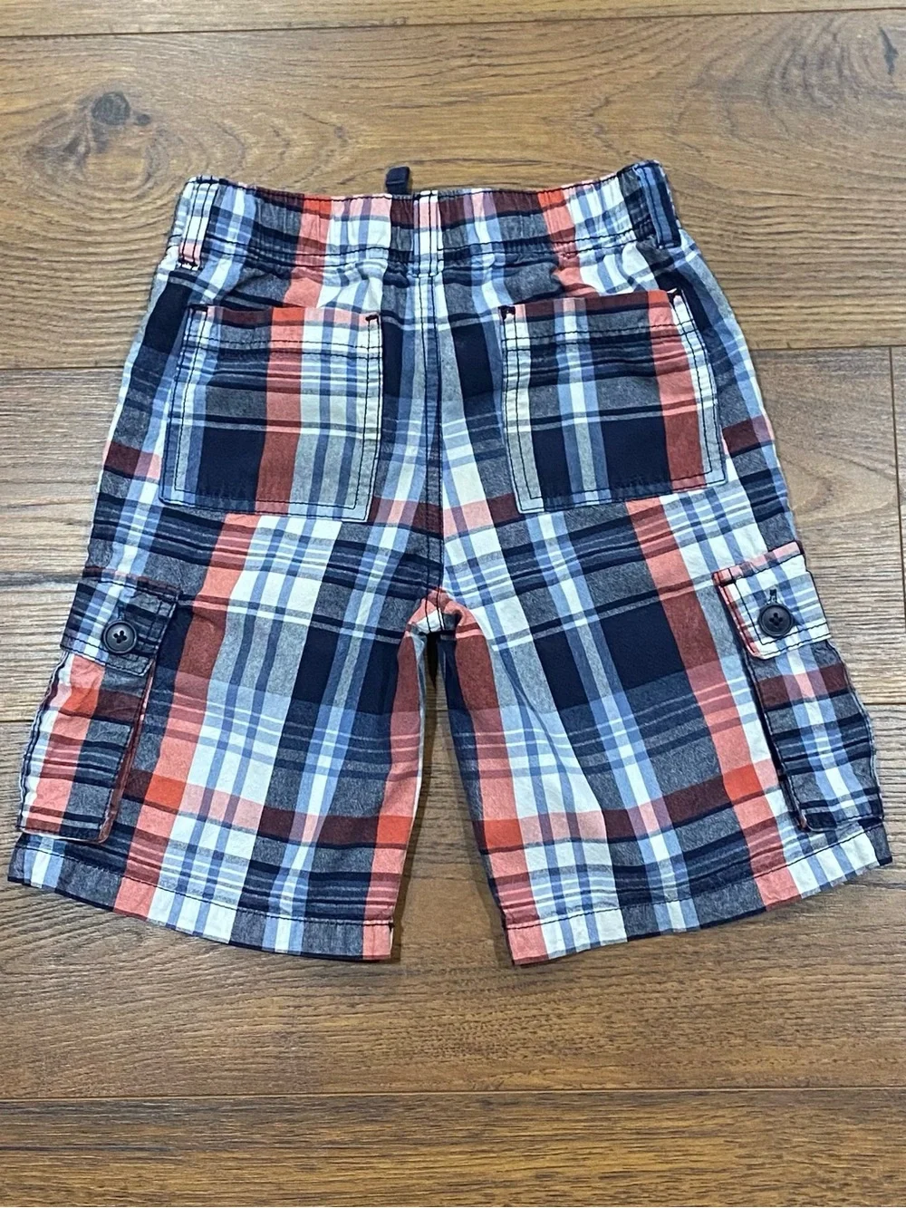 Gymboree Boys Patriotic Red White Blue Plaid Short Set Size 7